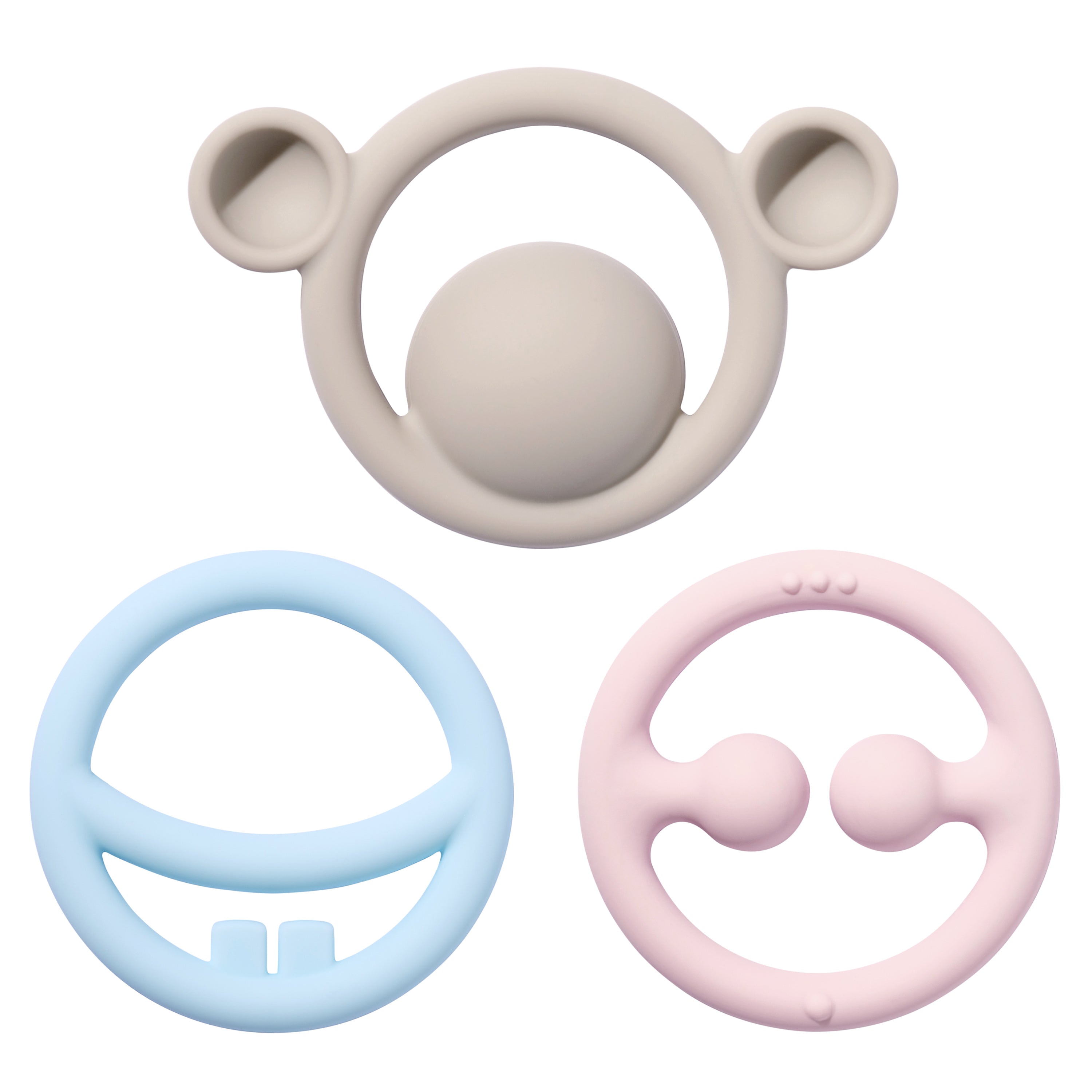 MOLUK Nigi, Nagi & Nogi Teether and Sensory Pastel Colour Set