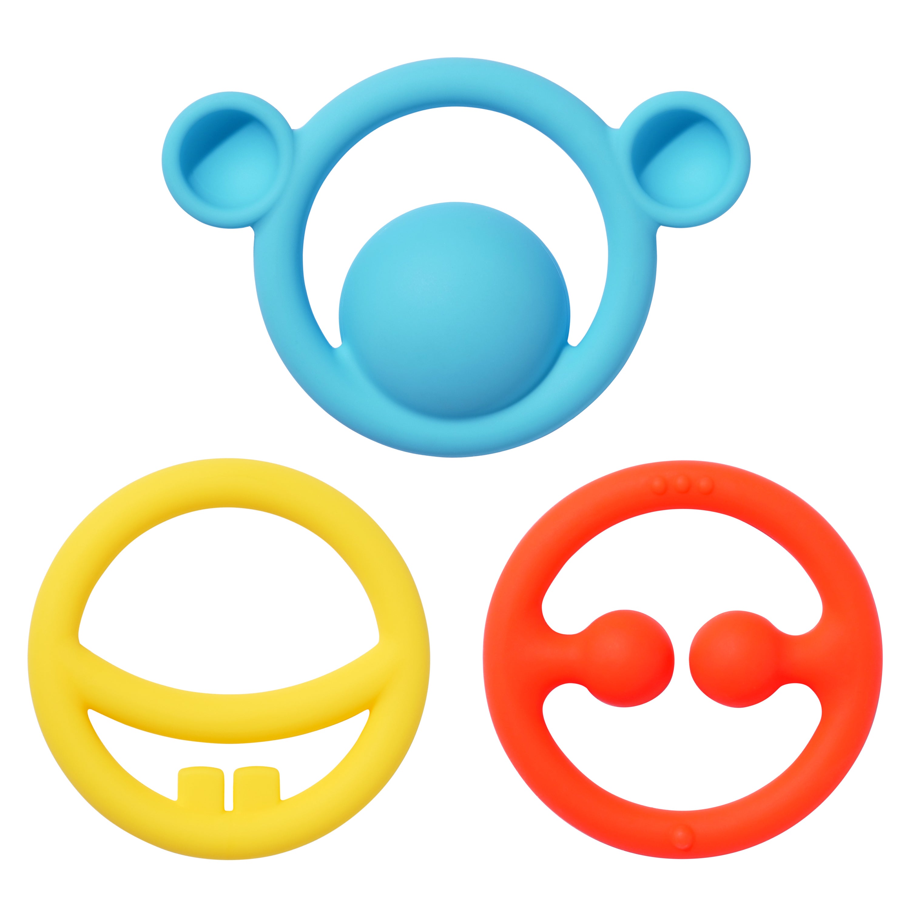 MOLUK Nigi, Nagi & Nogi Teether and Sensory Primary Colour Set