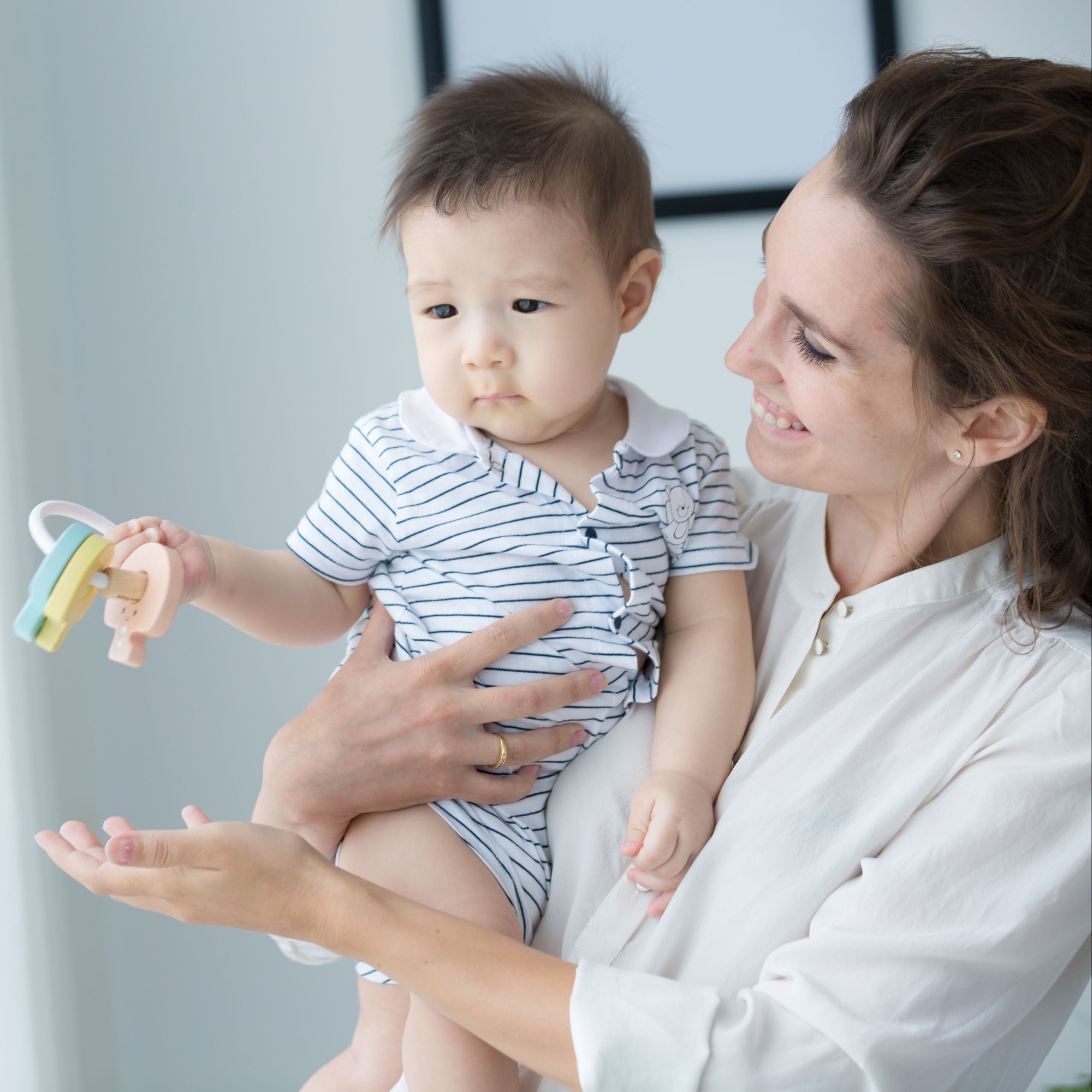 PlanToys Wooden Baby Key Rattle Pastel Toy