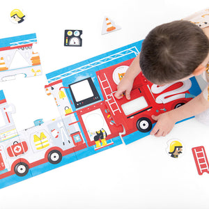 Banana Panda Make-a-Match Fire Truck Toddler Puzzle, being played with