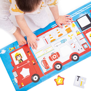 Banana Panda Make-a-Match Fire Truck Toddler Puzzle, being played with