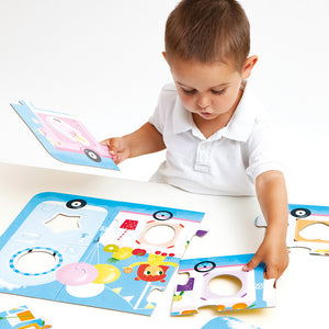 Banana Panda Make-a-Match Food Truck Toddler Puzzle, being played with