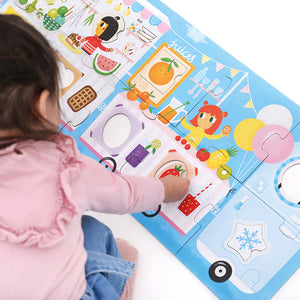 Banana Panda Make-a-Match Food Truck Toddler Puzzle, being played with