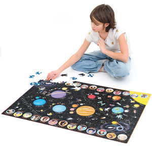 Banana Panda Suuuper Size Solar System Floor Puzzle, being played with