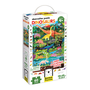 Banana Panda Observation Puzzle Dinosaurs, in its box