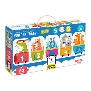 Banana Panda Make-a-Match Number Train Puzzle, in its box