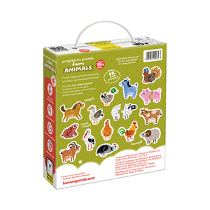 Banana Panda Progressive Toddler Puzzles Farm Animals, in its box