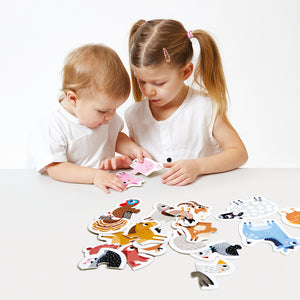 Banana Panda Progressive Toddler Puzzles Farm Animals, being played with
