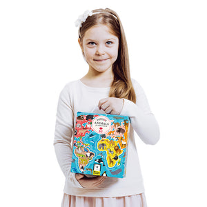 Banana Panda Puzzlove Animals Around the World Jigsaw, being played with