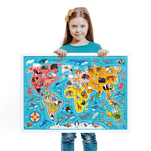 Banana Panda Puzzlove Animals Around the World Jigsaw, being played with