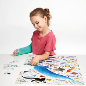 Banana Panda Puzzlove Ocean Animals 200-Piece Jigsaw, being played with
