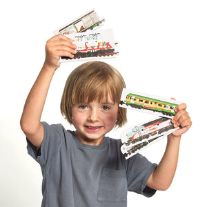 Banana Panda Mix and Match Trains Puzzle, being played with
