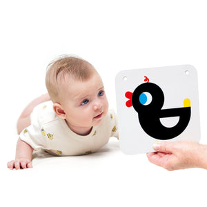 Banana Panda High Contrast Newborn Sensory Cards, being played with