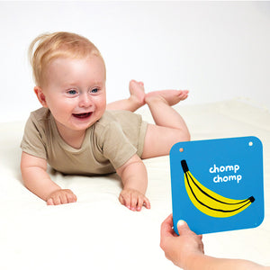 Banana Panda High Contrast Baby Sensory Cards, being played with